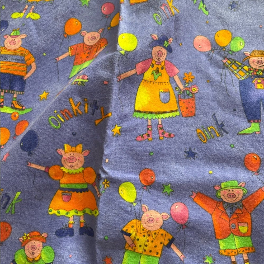 Colorful Piggy Patterned Fabric 2 yards